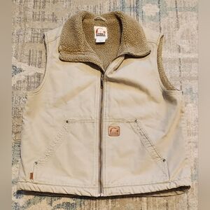 Mens Sorel Canvas Sherpa Lined Vest. Size L. Light Tan. EUC